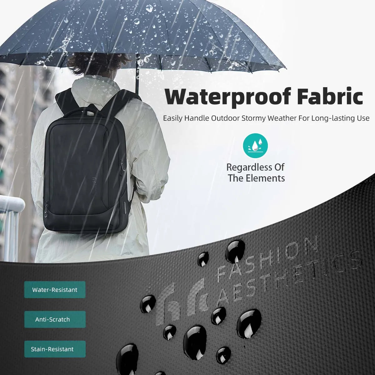 Heroic Knight Multifunctional Men's Backpack 15.6" Laptop Backpack Waterproof Large Capacity Work Travel Backpack with USB Port